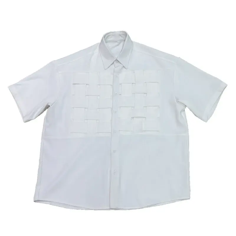 NicheDesign Sensibility Woven Men's Short Sleeve Shirt Summer Trendy Five-Point Sleeve Underwear Casual Streetwear