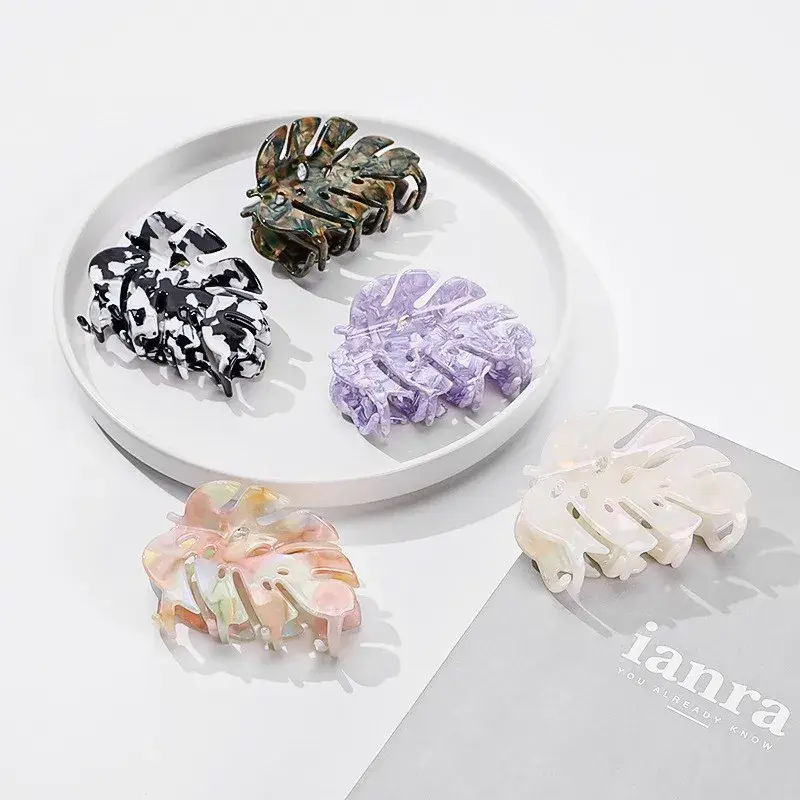 Fresh Style Acetate Hair Clip Leaf Shaped Hair Accessories Professional Salon Hair Division & Fixation Clip Shark Bite Hair Clip