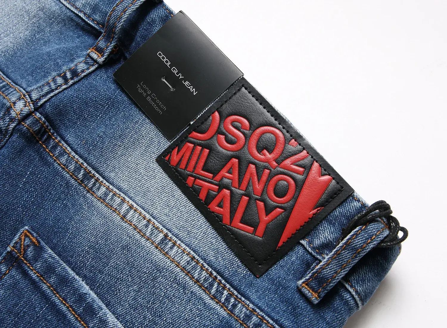 Street Style DsqTrendy Embroidered Jeans Men's Simple Versatile Straight-Leg Trousers Split-Resistant Stretchable Denim Material