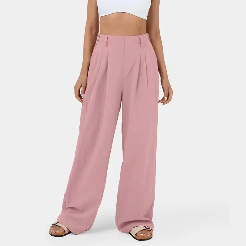 2024 Amazon Europe High-Waisted Cotton Women's Pants Casual Loose-Fit Bell Bottoms Cross-Border Trade Women's Clothing