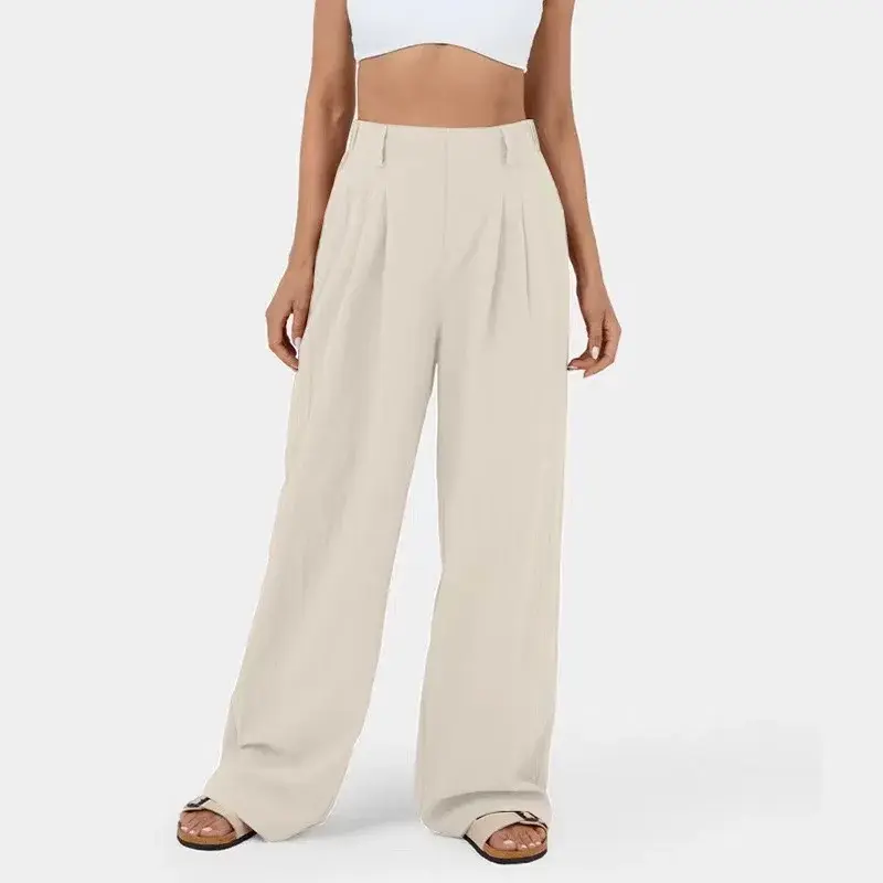 2024 Amazon Europe High-Waisted Cotton Women's Pants Casual Loose-Fit Bell Bottoms Cross-Border Trade Women's Clothing