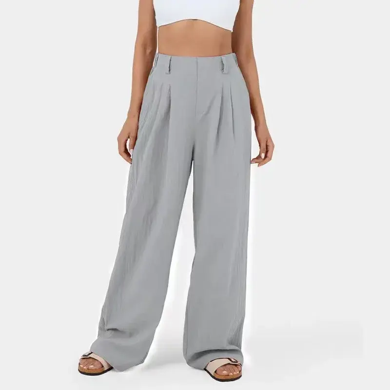2024 Amazon Europe High-Waisted Cotton Women's Pants Casual Loose-Fit Bell Bottoms Cross-Border Trade Women's Clothing