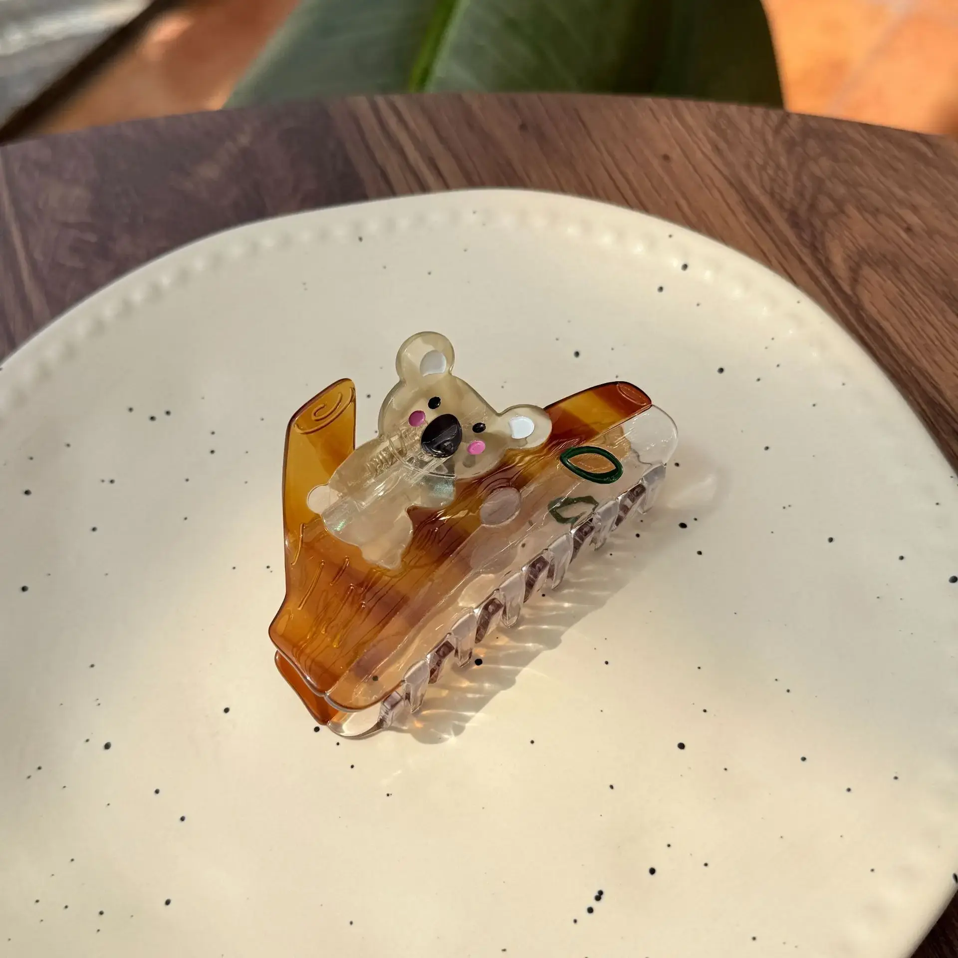 Acetate Transparent Cute Koala Shark Hair Claw Tree Pattern Cartoon Adorable Hair Clip Girls Salon Professional Fixed Hair Clip