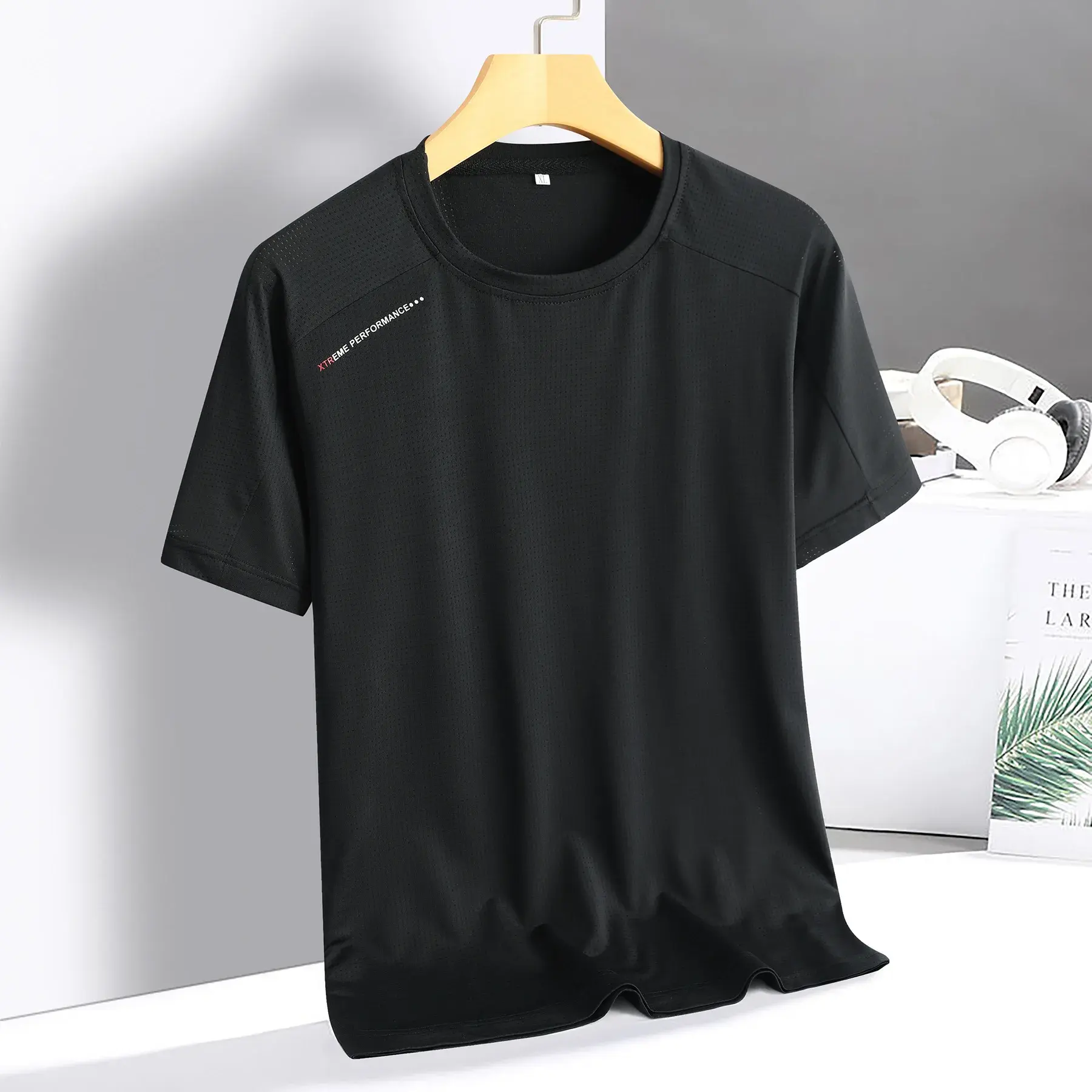 Men's Summer New Short Sleeve T-Shirt Ice Silk Quick Dry Loose Fit Breathable Casual Top Large Size 8XL Comfortable Shirt