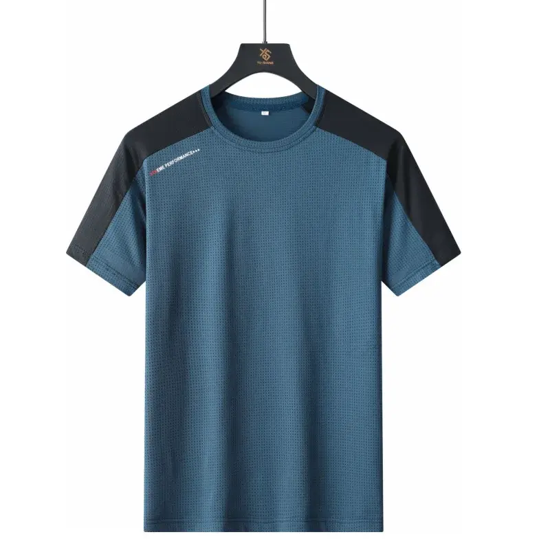 Men's Summer New Short Sleeve T-Shirt Ice Silk Quick Dry Loose Fit Breathable Casual Top Large Size 8XL Comfortable Shirt