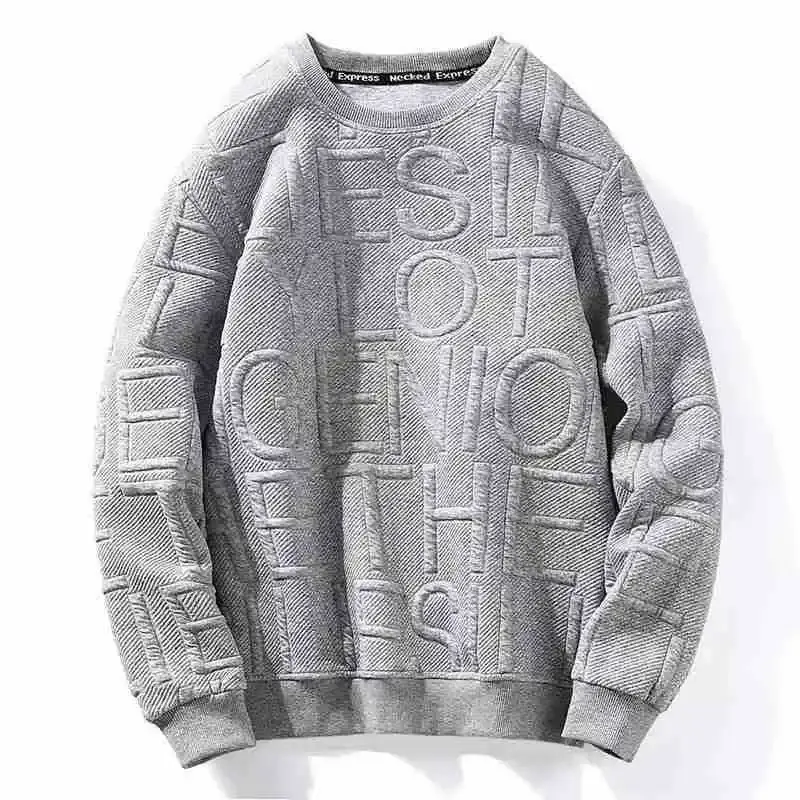 Trendy Loose-Fit Sweatshirt Casual Style Round Neck Pullover For Daily Wear Men's Autumn/Winter Fashionable Hong Kong Style