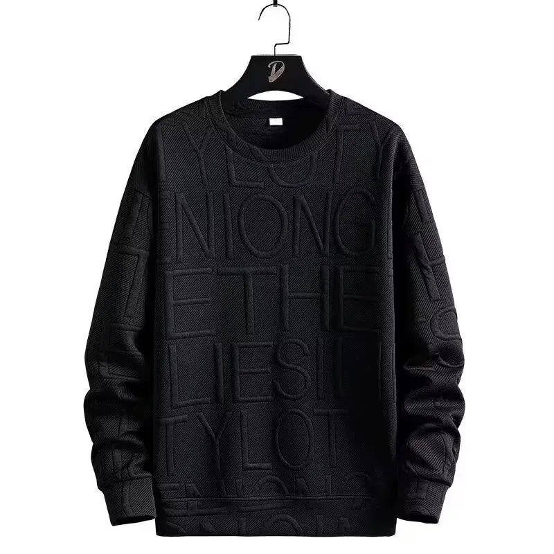 Trendy Loose-Fit Sweatshirt Casual Style Round Neck Pullover For Daily Wear Men's Autumn/Winter Fashionable Hong Kong Style