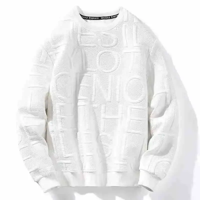 Trendy Loose-Fit Sweatshirt Casual Style Round Neck Pullover For Daily Wear Men's Autumn/Winter Fashionable Hong Kong Style