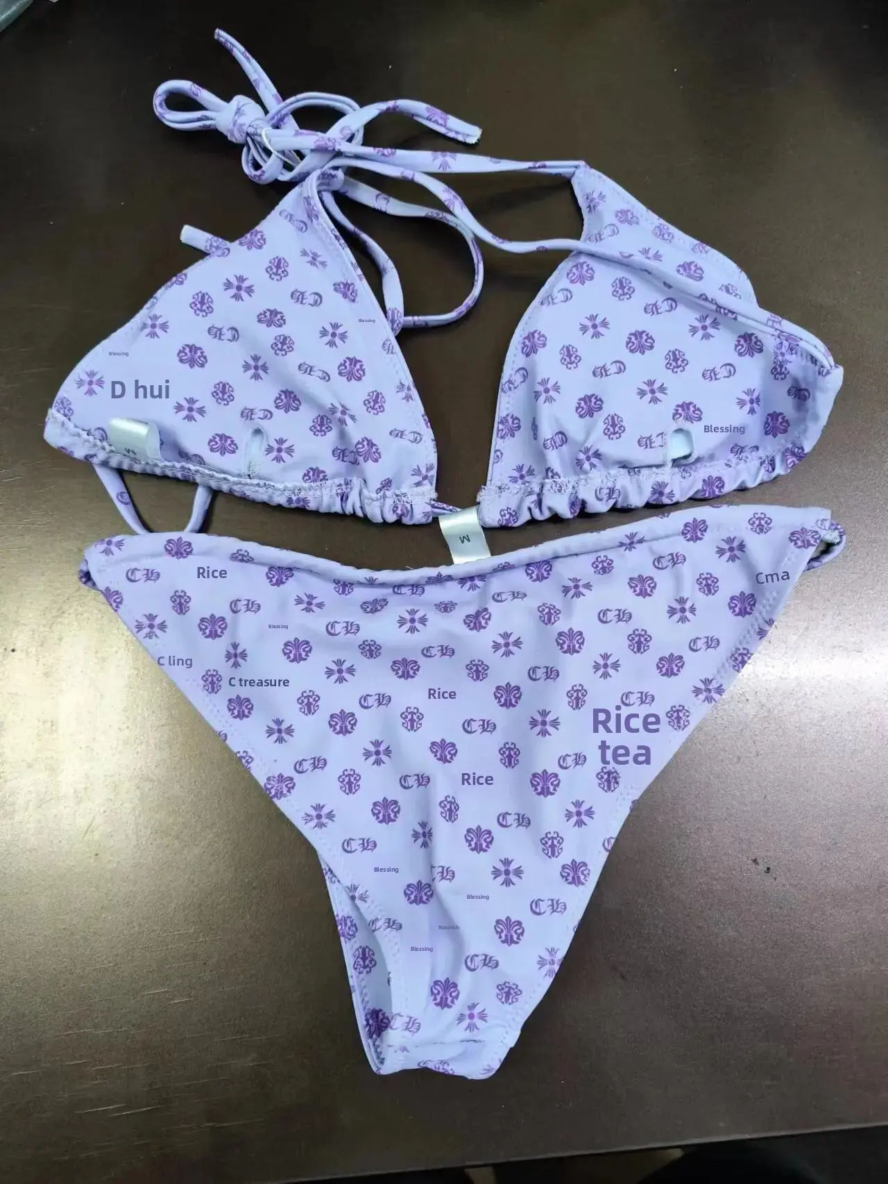 Sexy Purple Bikini Set Women's Swimwear Small Chest Trendy Beach Vacation Hot Spring Holiday Fashionable Female Swimsuit