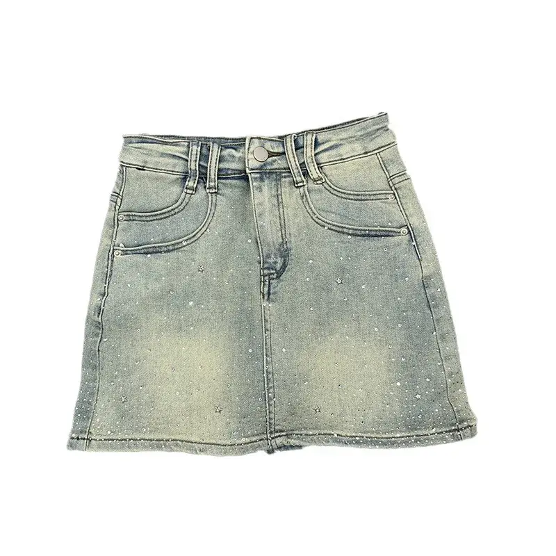 High-Waisted Mini Dress With Rhinestone Embellishments Sensible Design Denim Skirt For Women New Summer Style #17