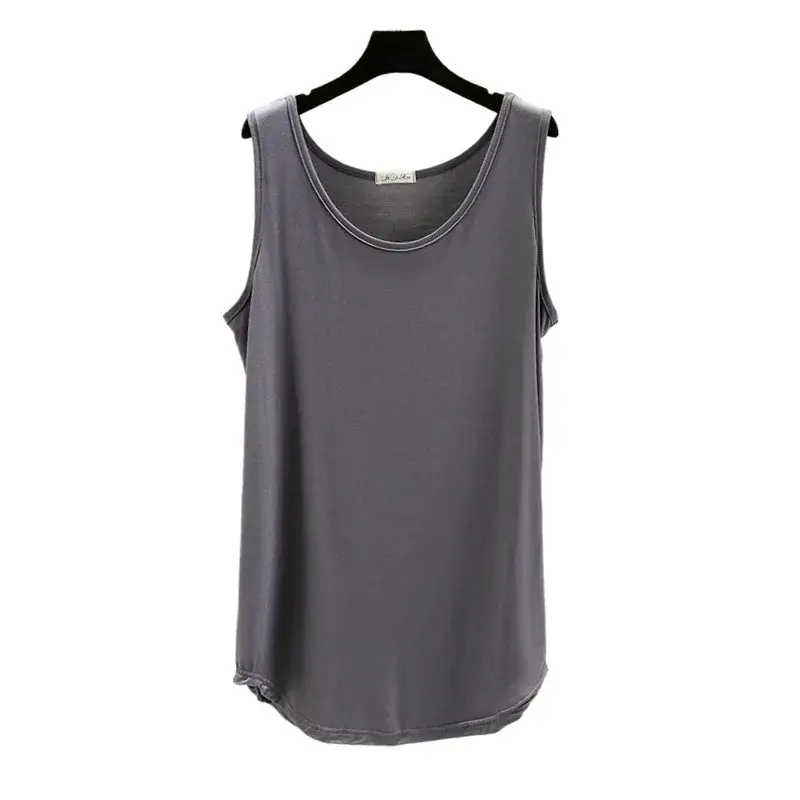 Women's Summer Modal Tank Top Loose-Fit Base Layer Solid Color Top No Sleeves Medium-Length Outerwear From China Mainland