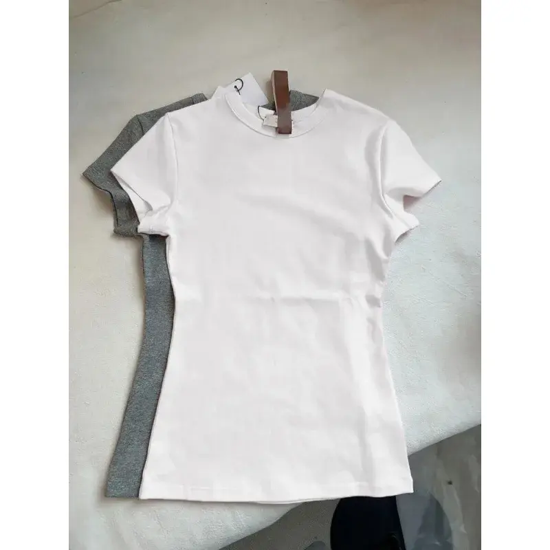 Pink Short Sleeve T-shirt Women's Slimming Crew Neck Top American Style Sweet Spicy Cartoon Waist Tightening Slimming