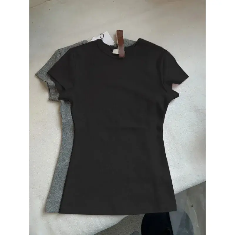 Pink Short Sleeve T-shirt Women's Slimming Crew Neck Top American Style Sweet Spicy Cartoon Waist Tightening Slimming