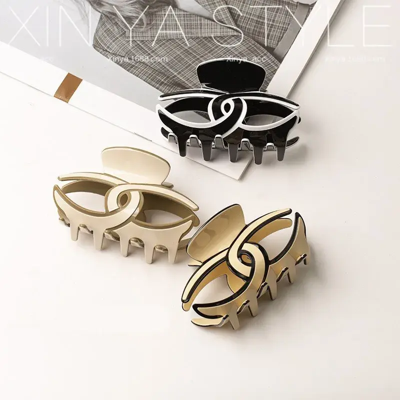 Corea French Tweed Style Hair Clips Acrylic Hairpin Unique Shark Clip Versatile Hair Accessories Fashionable Hair Accessories