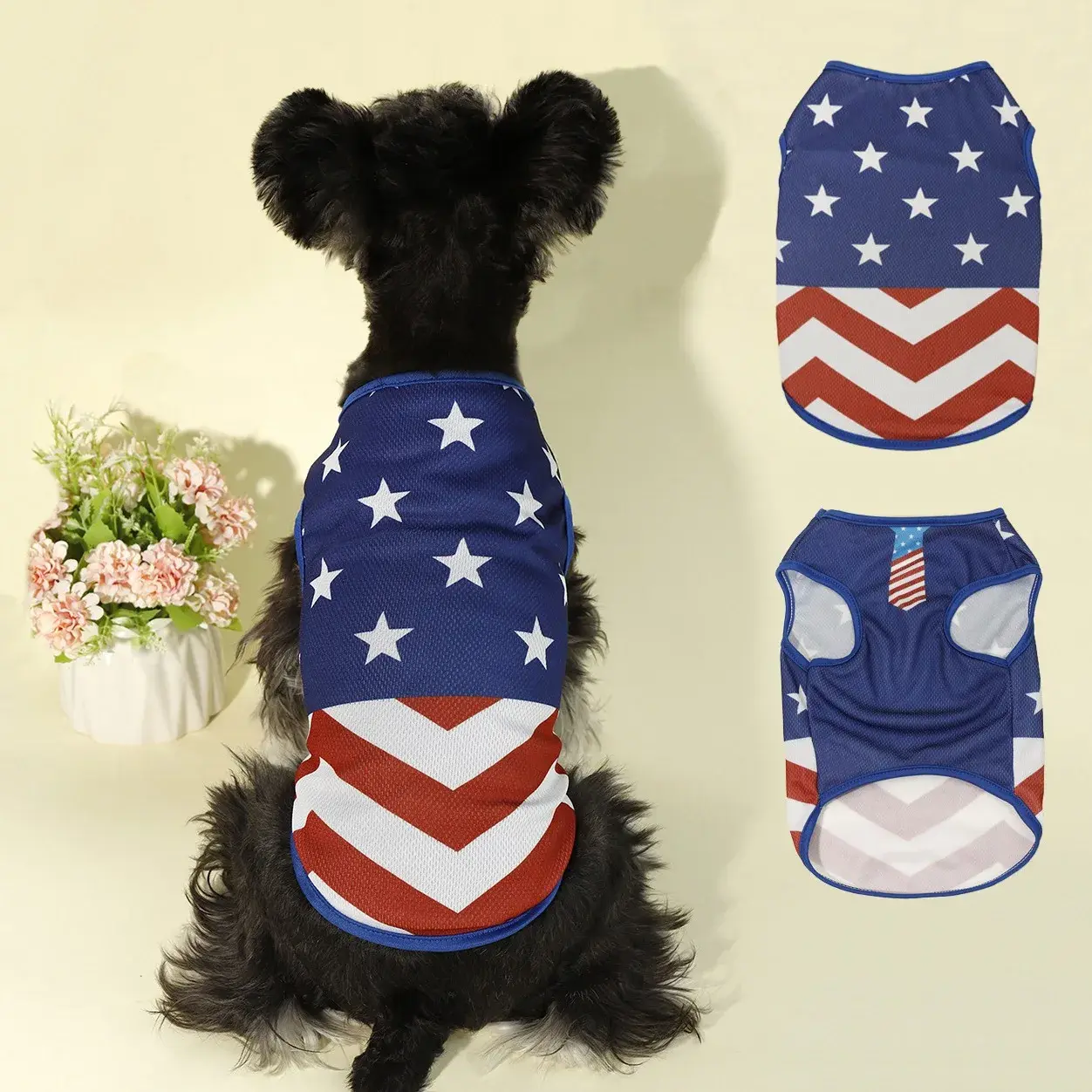 Independent Flag Star Stripe Printing Thin Breathable Vest Pet Dog Sunscreen Cross-Border New Product U.S.A.
