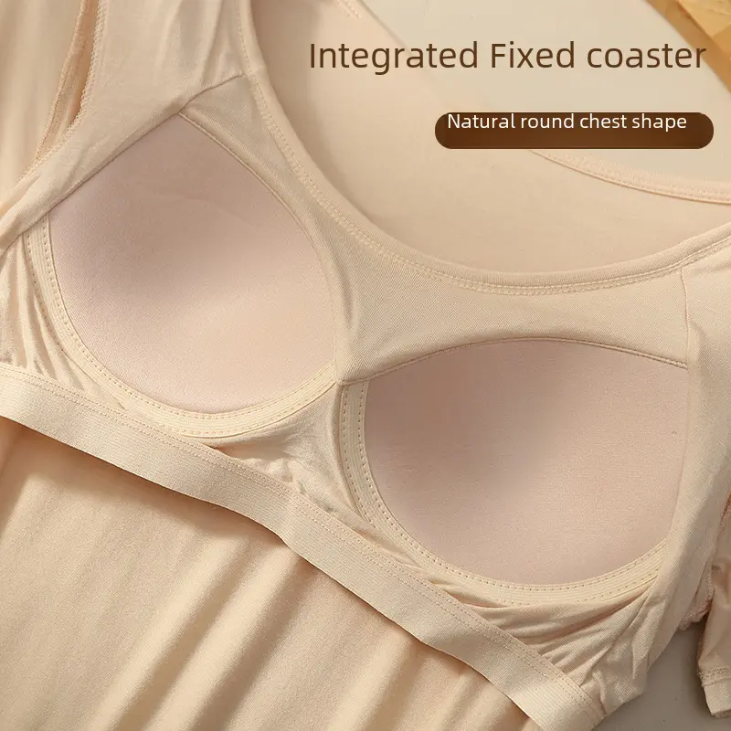 Summer Modal Women One-piece Seamless Tank Top No Trace T-shirt Short Sleeve Sports Bralette Elegant Style