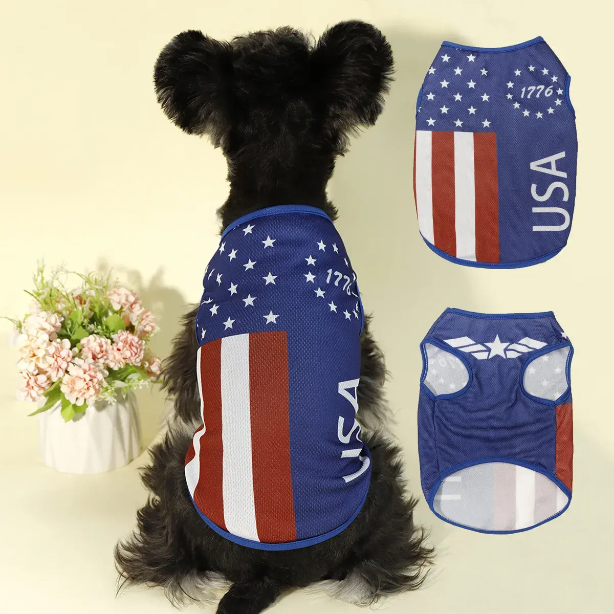 Independent Flag Star Stripe Printing Thin Breathable Vest Pet Dog Sunscreen Cross-Border New Product U.S.A.