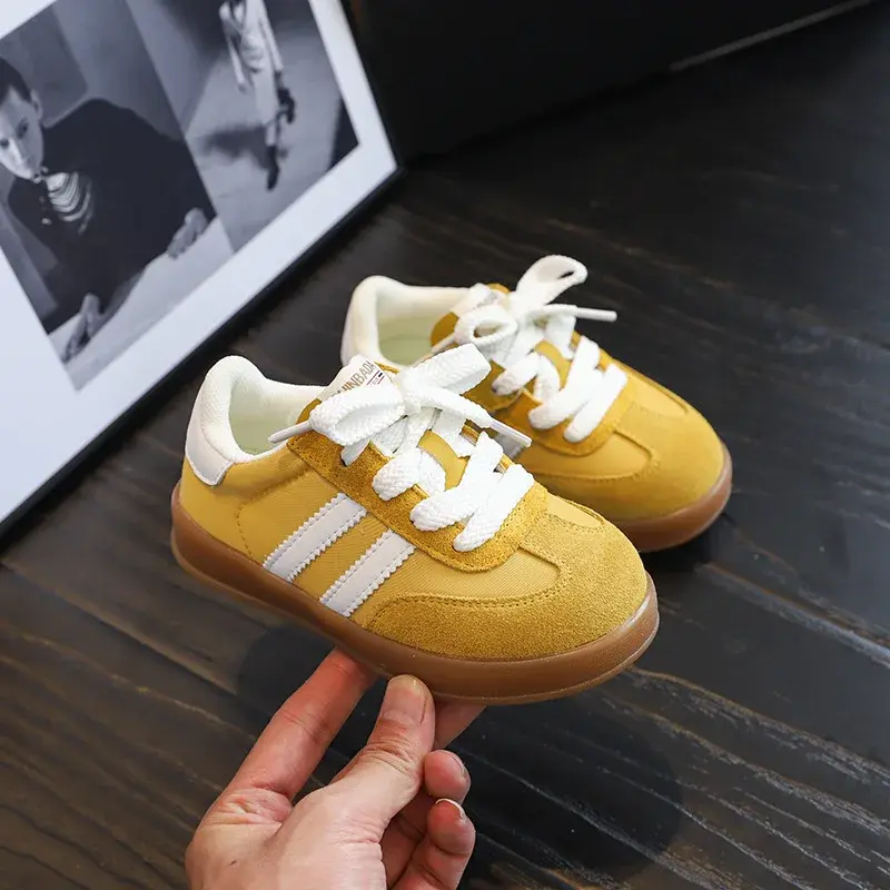 2024 Spring Autumn Children's Shoes Candy Colored Children's De Training Shoes Men Women's Vintage Velvet Casual Student Board