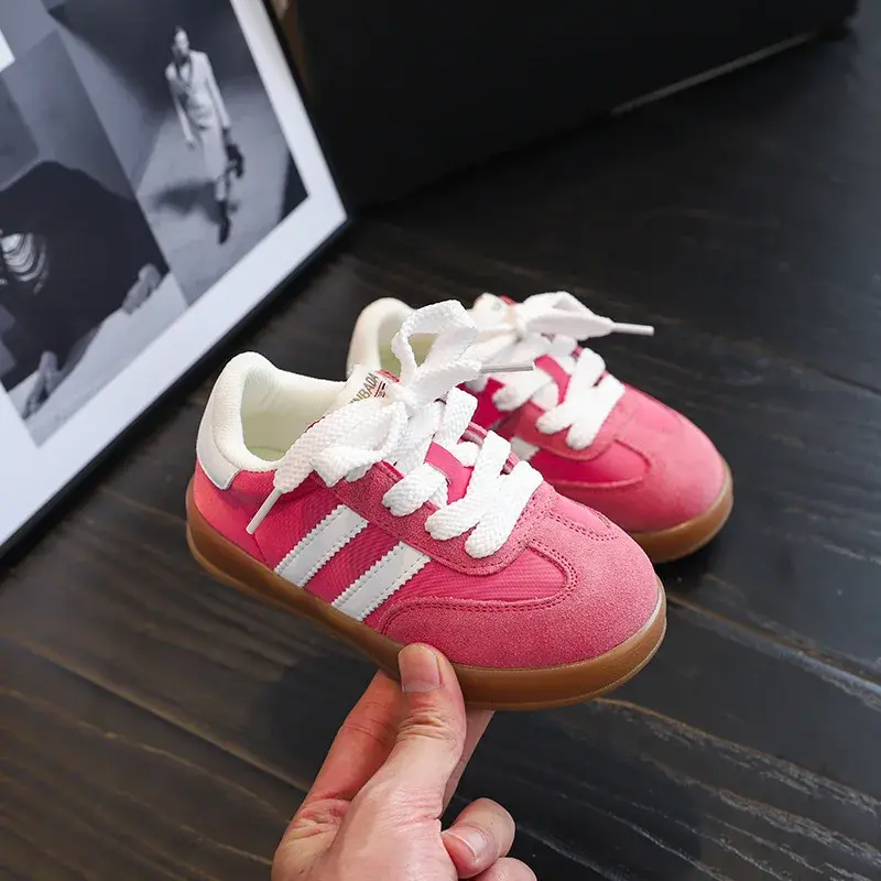 2024 Spring Autumn Children's Shoes Candy Colored Children's De Training Shoes Men Women's Vintage Velvet Casual Student Board