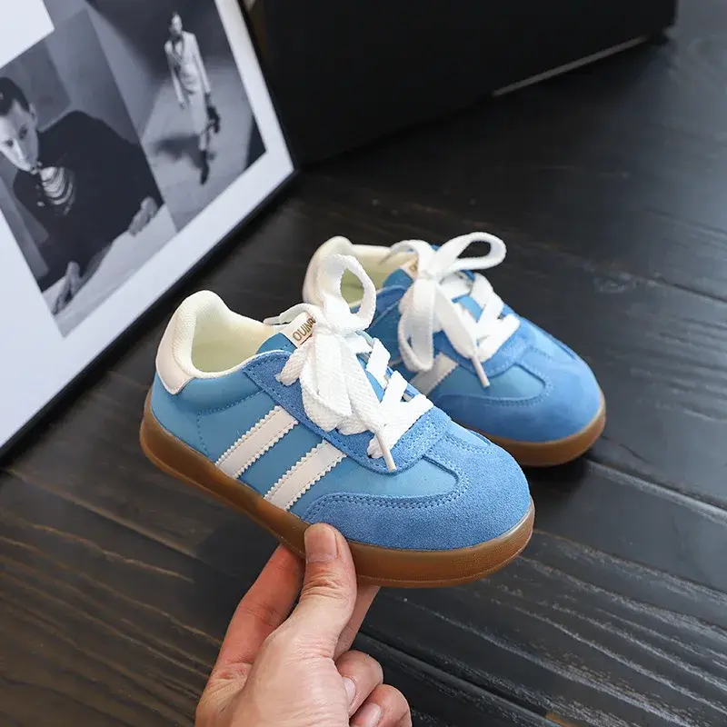 2024 Spring Autumn Children's Shoes Candy Colored Children's De Training Shoes Men Women's Vintage Velvet Casual Student Board