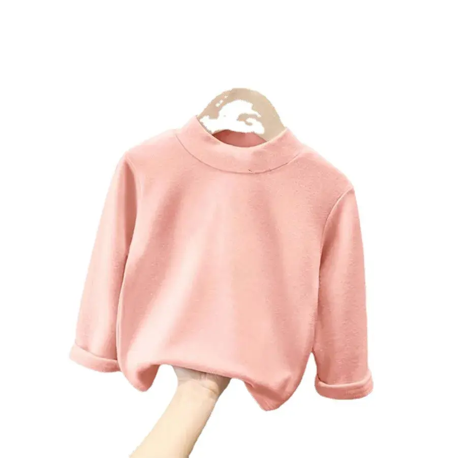 Thickened Fleece Warmth Children's Base Layer Shirt Half High Collar Inner Wear for Boys And Girls Autumn Clothes