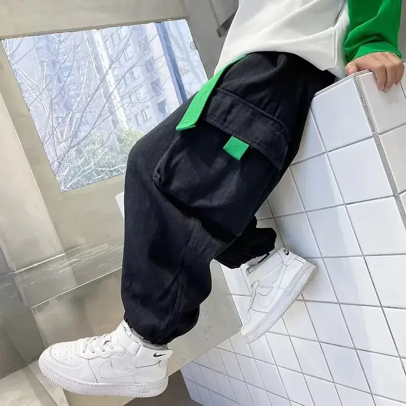 Trendy Loose-fit Boys Pants Spring Autumn 2023 New Style Cool Kids Cargo Pants For Mid To Large Boys Children