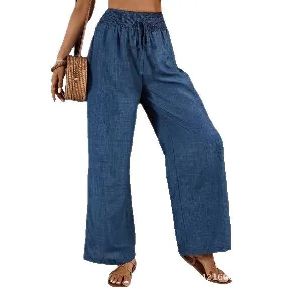 High Waist Wide Leg Straight Pants Women's Pure Color Pleated Waist Loose Fit Casual Spring Summer Fashion Slimming Korean Style