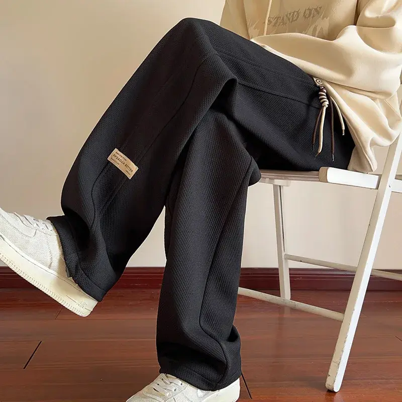 Japanese Style Oversize White Pants Men's Casual Loose Fit Bell Bottoms Dragged Casual Trousers American Style Vintage Fashion