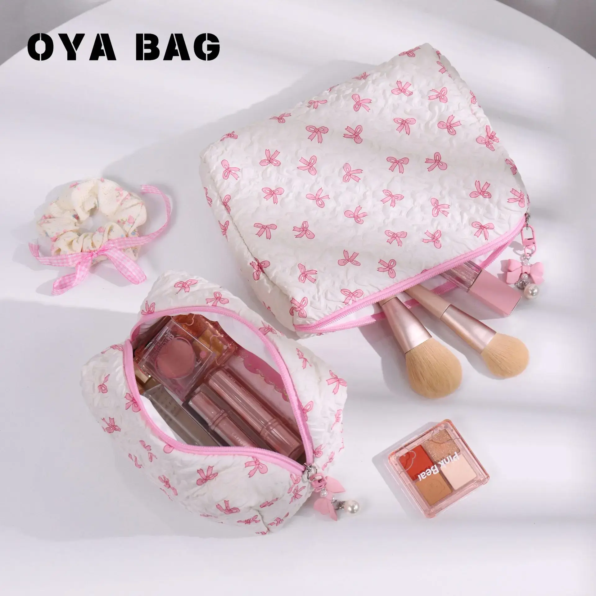 Elegant Engraved Butterfly Knot Large Capacity Makeup Bag Multifunctional Storage Pouch High Aesthetic Value High Quality