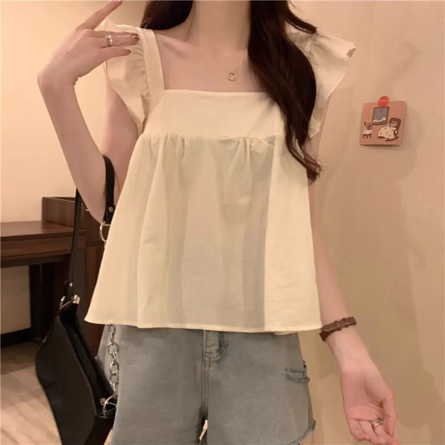 Multi-Amino Acid Short Sleeve Tank Top Women's Summer Design Sensibility Niche Thai Coastal Style Outerwear Sweet Spicy Top