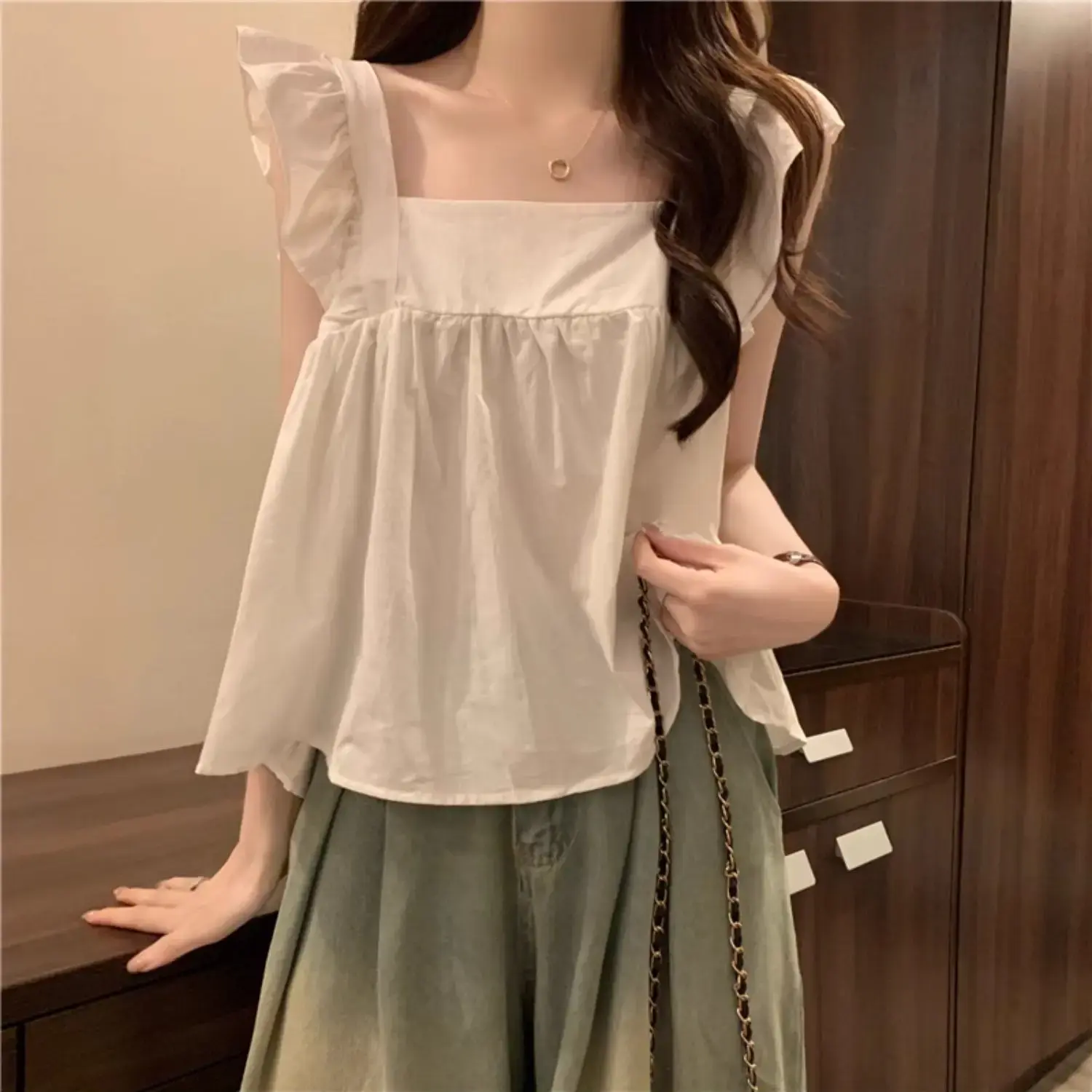 Multi-Amino Acid Short Sleeve Tank Top Women's Summer Design Sensibility Niche Thai Coastal Style Outerwear Sweet Spicy Top
