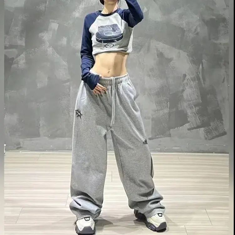 Fall Winter Straight Leg Pants Heavyweight Large Size Casual Sports Student American Style Long Trousers for Women
