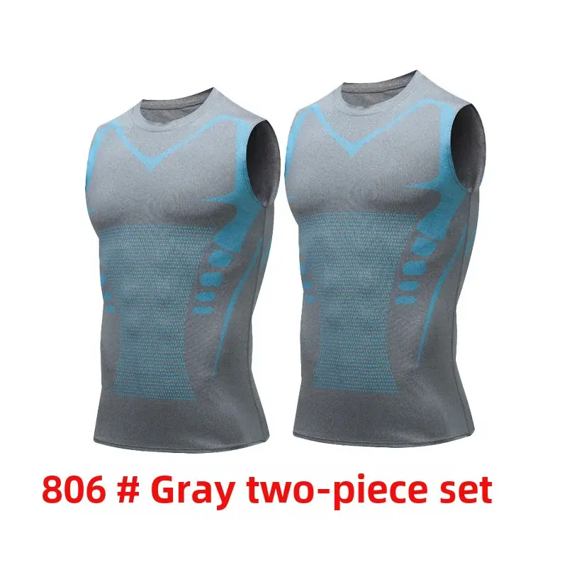 Men's Sporty Basketball Tight Fit Vest Summer Fitness Absorbent Quick Dry Running Two-Piece Set Sleeveless Elastic Training Vest