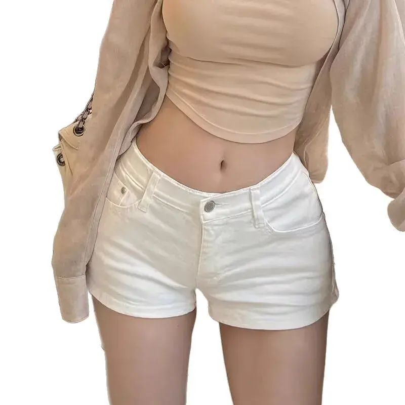 Low Waist Stretchy Slimming Hot Pants Summer 2025 Denim Shorts Assorted Colors Cotton Material Enhance Hips Versatile Style