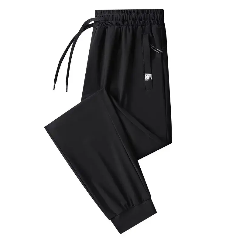 New Summer Ice Silk Quick Dry Thin Sports Straight-Leg Pants For Men Trendy Versatile Casual Plus Size Bundle Foot Pants