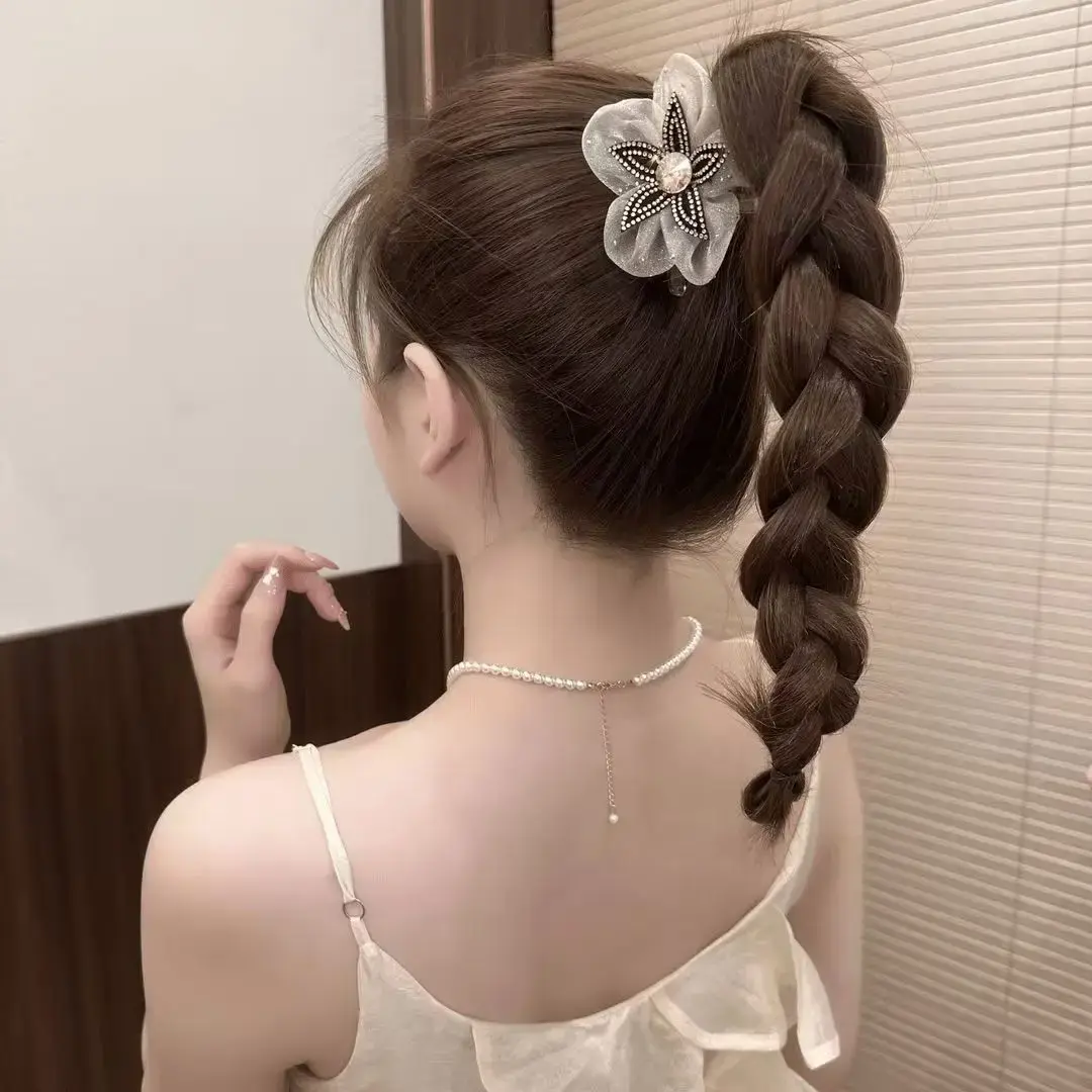 2025 New Upgrade Five Leaf Clover Mesh Flower Hair Claw Tail Clip Ball Head Clip Shark Fin Clip Professional Salon Fixing Hair C