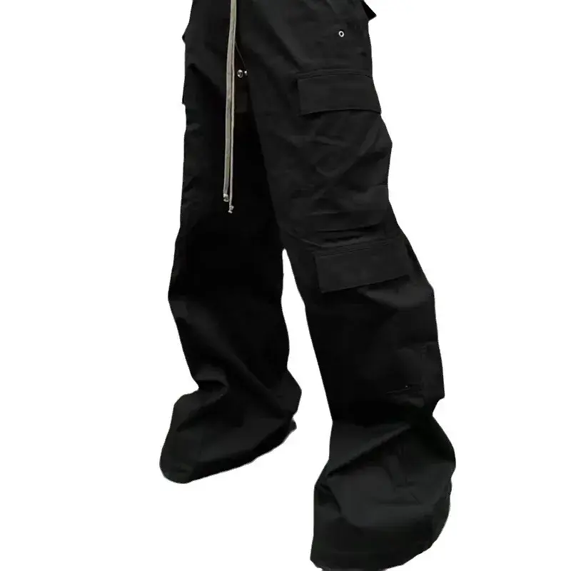 Baggy Pants Cargo Pants For Men Trendy Black Bell-bottom Pants Multiple Pockets Casual Streetwear Sweat Pants Mens
