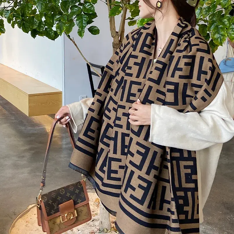 Autumn/Winter Fashion F-shaped Thickened Imitation Sheepskin Scarf Women's Korean Style Versatile Long Scarf Neck Warmer