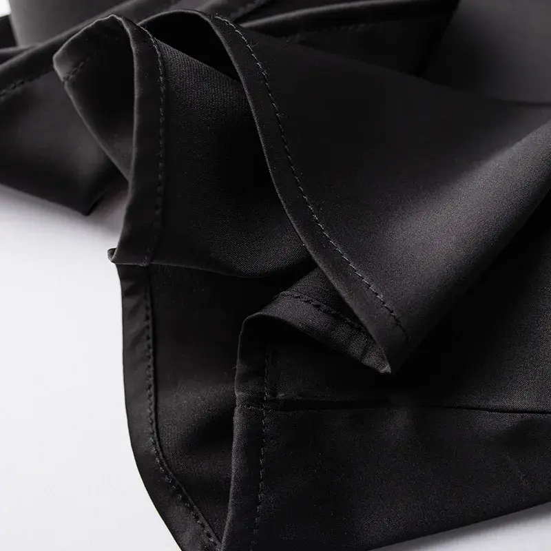 Women's Silk V-Neck Strap Vest Summer Top Ice-Wool Blend Base Layer Shirt Black Large Size Inner Wear Outerwear