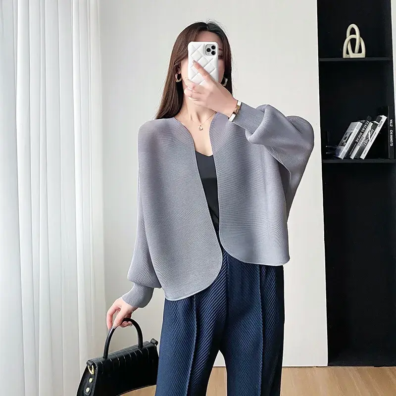 CasualLoose-FitPlus Size Thin Jacket Women's Spring 2023 New Waist-Fitted Slimming Smooths Your Silhouette Versatile Ruffled Car