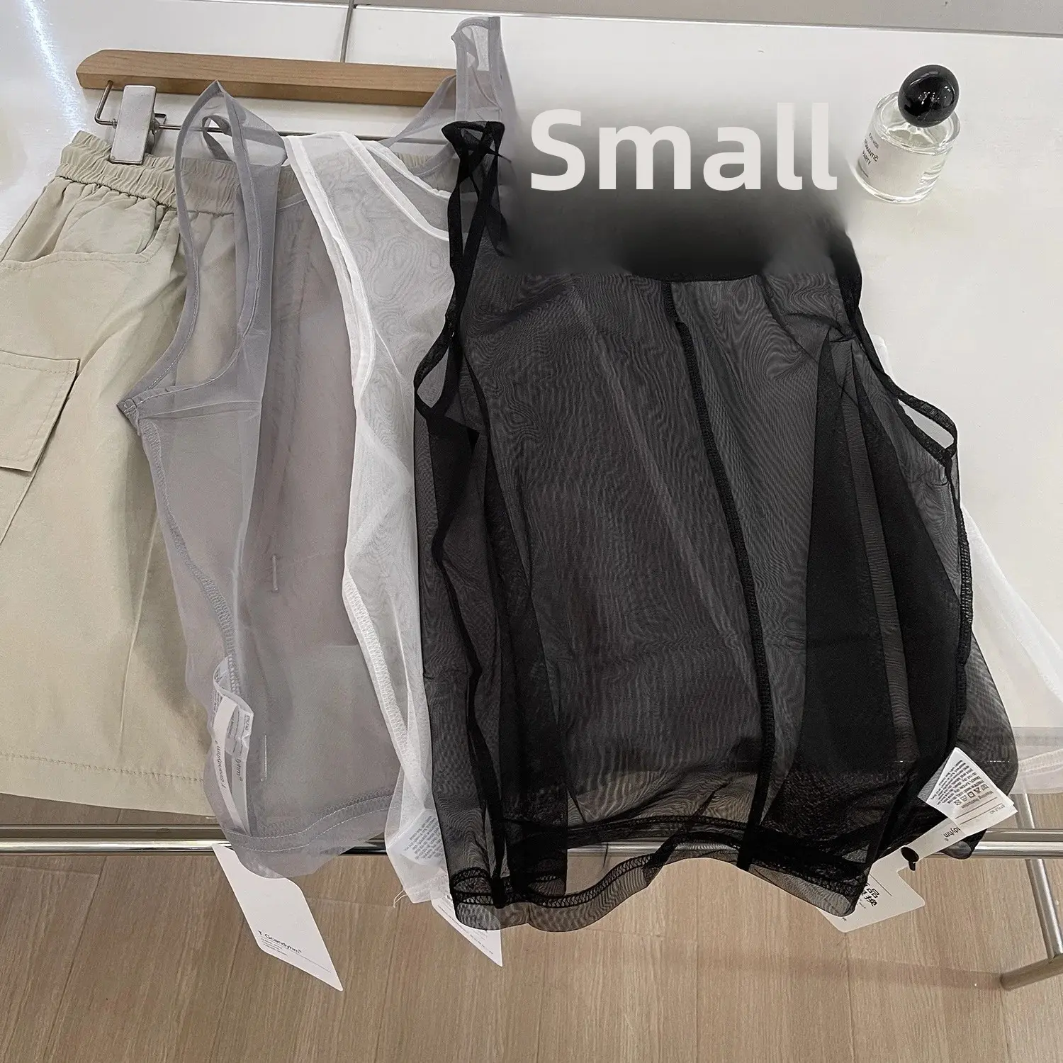 Women's Mesh Strap Vest Short Style round Neck Overlap Wear Pure Desirable Spicy Short Shirt Inner And Outer Wear