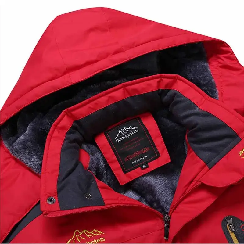 Thickened Fleece Winter Jacket Mountain Climbing Clothes Waterproof Outdoor Sports Coat Warm Cotton Jacket Large Size
