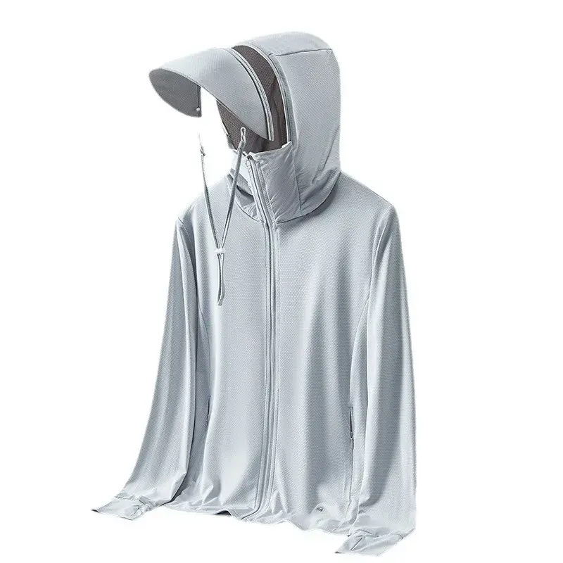 UPF50+ UV Protection Summer Ice Silk Ultra-Thin Breathable Men's Knitted Sunscreen Clothing Lightweight Skin-Friendly Running Ge
