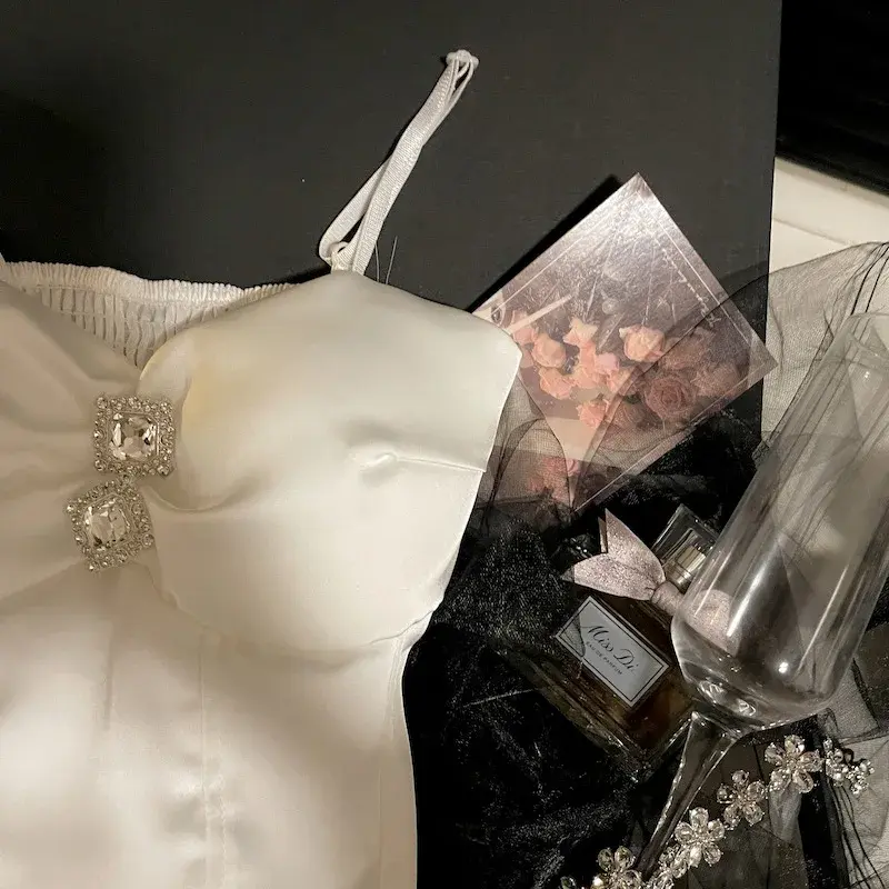 Silk Satin Crop Top Camisole Vest Inner Wear Pure Desire New Arrival Summer 2025 Women's Fashion Tank Top Strap Vest