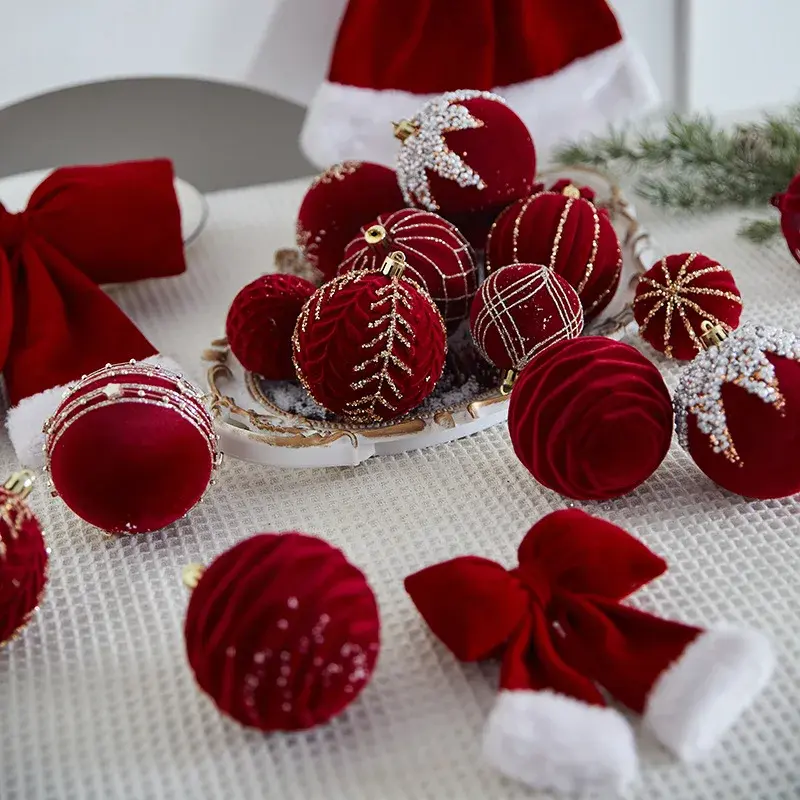Christmas Tree Decorations Bow Large Hanging Photo Atmosphere Props Flocking Bow Home Use Small Ornaments Mini Models