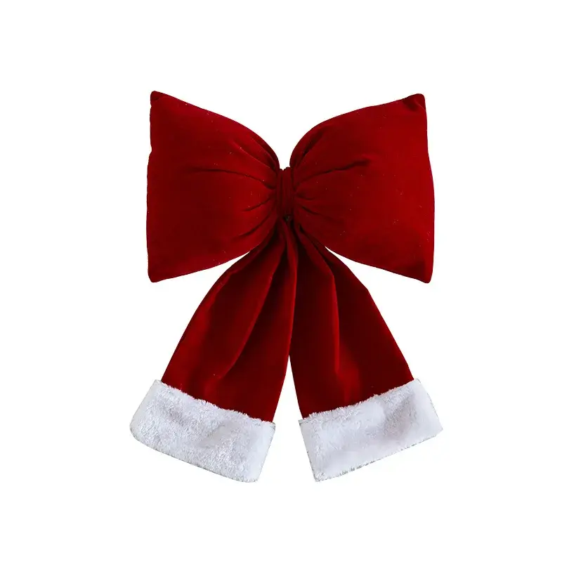 Christmas Tree Decorations Bow Large Hanging Photo Atmosphere Props Flocking Bow Home Use Small Ornaments Mini Models