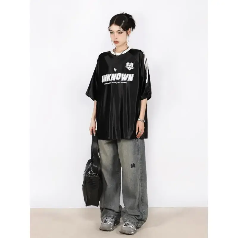 Guotrendy Original Bright Light Design Short Sleeves T-shirts Women's Summer Couple Style Vintage Three-quarter Sleeve Top Men