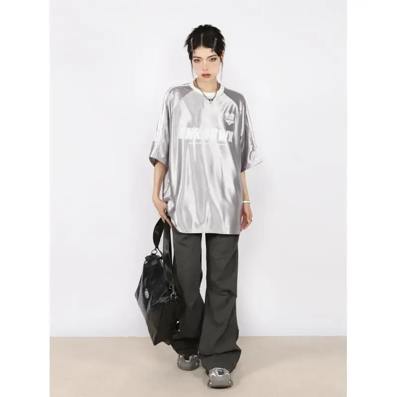 Guotrendy Original Bright Light Design Short Sleeves T-shirts Women's Summer Couple Style Vintage Three-quarter Sleeve Top Men