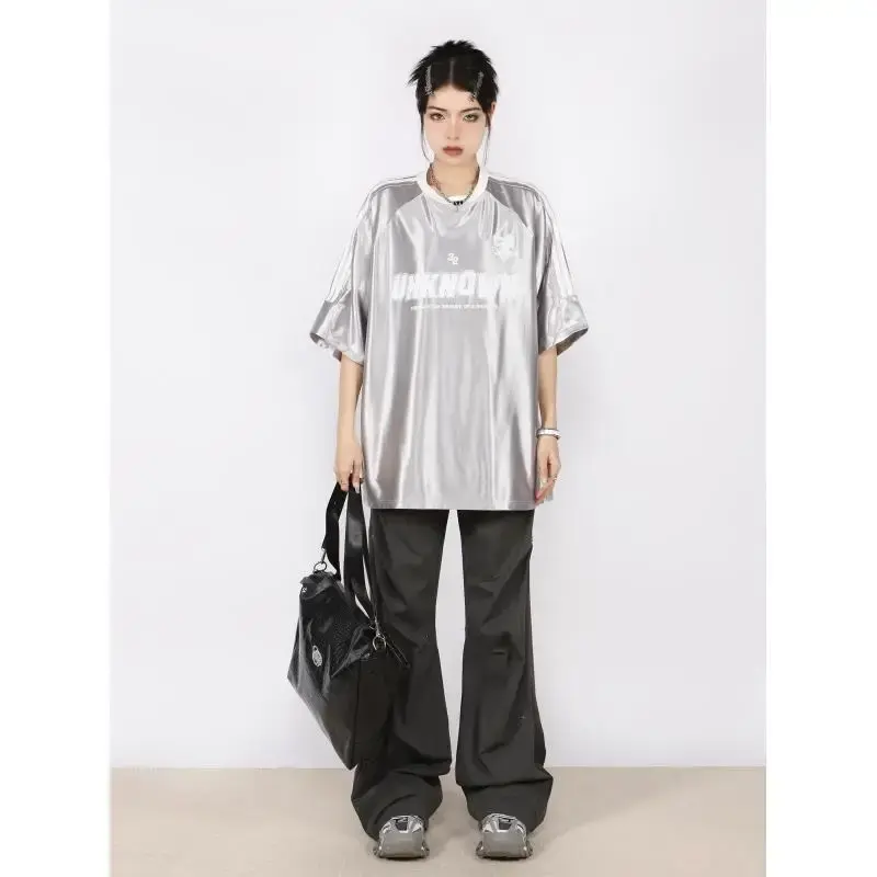 Guotrendy Original Bright Light Design Short Sleeves T-shirts Women's Summer Couple Style Vintage Three-quarter Sleeve Top Men