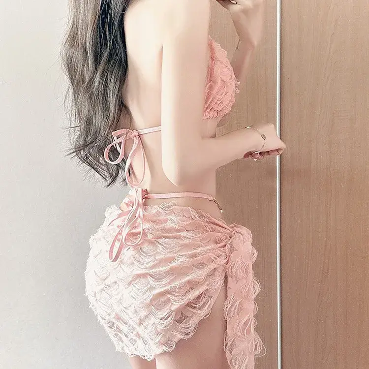 Sexy Three-Piece Bikini Swimsuit Set Korean Ins Chain Hot Girl Pure Desire Slimming Women's Fashionable Split Design Swimwear